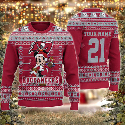 Tampa Bay Buccaneers Mickey Mouse Santa Ugly Christmas Sweater