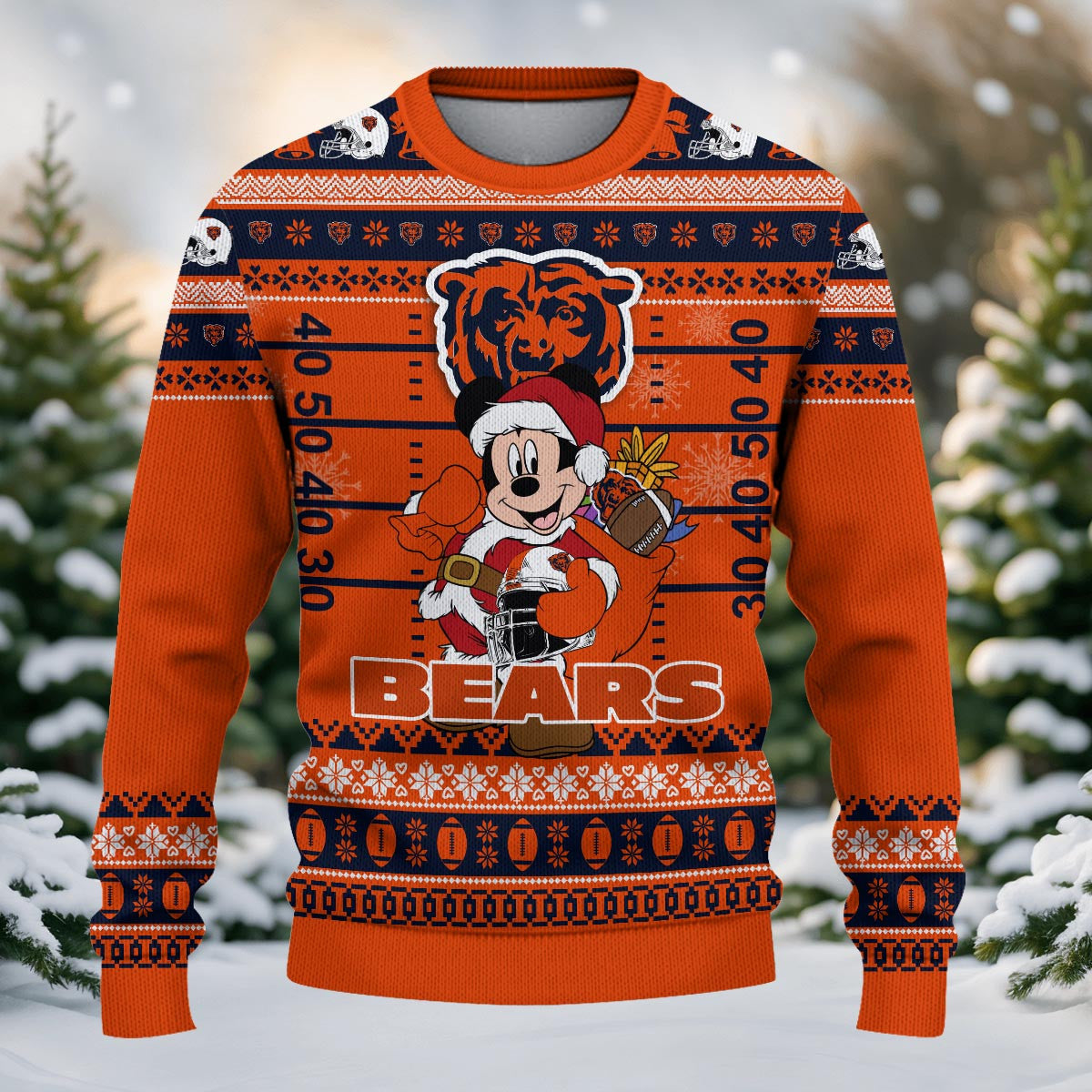 Chicago Bears Mickey Mouse Santa Ugly Christmas Sweater