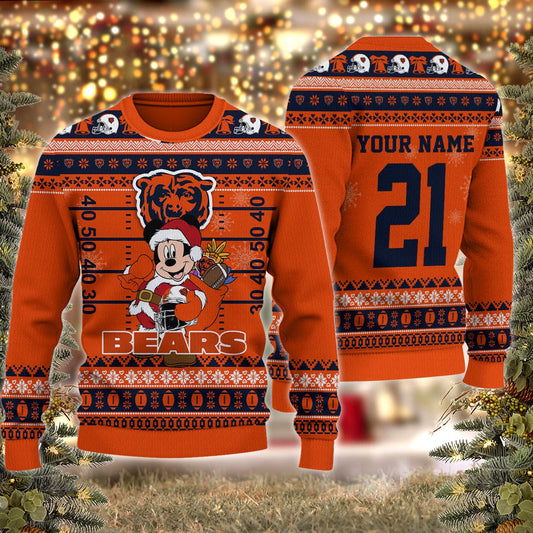 Chicago Bears Mickey Mouse Santa Ugly Christmas Sweater