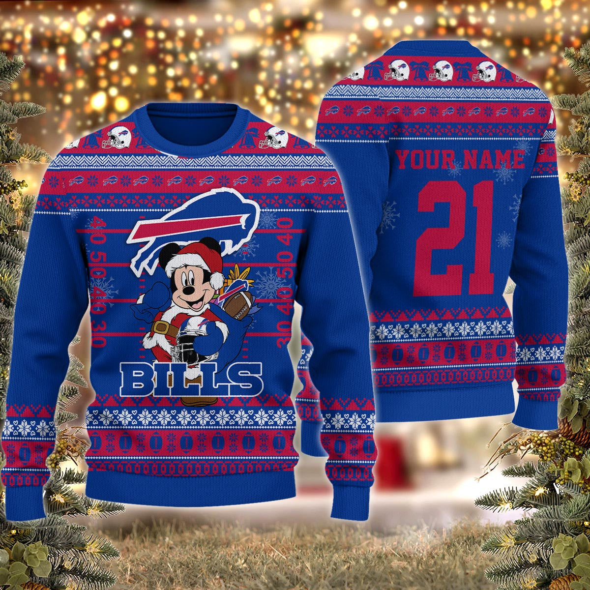 Buffalo Bills Mickey Mouse Santa Ugly Christmas Sweater