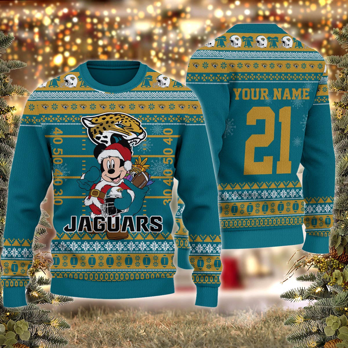 Jacksonville Jaguars Mickey Mouse Santa Ugly Christmas Sweater