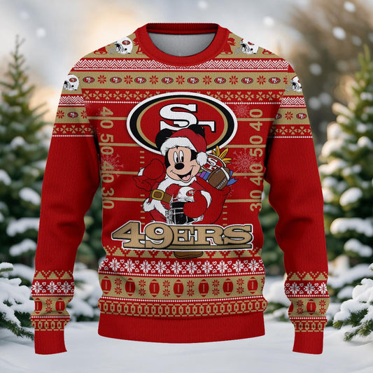 San Francisco 49ers Mickey Mouse Santa Ugly Christmas Sweater