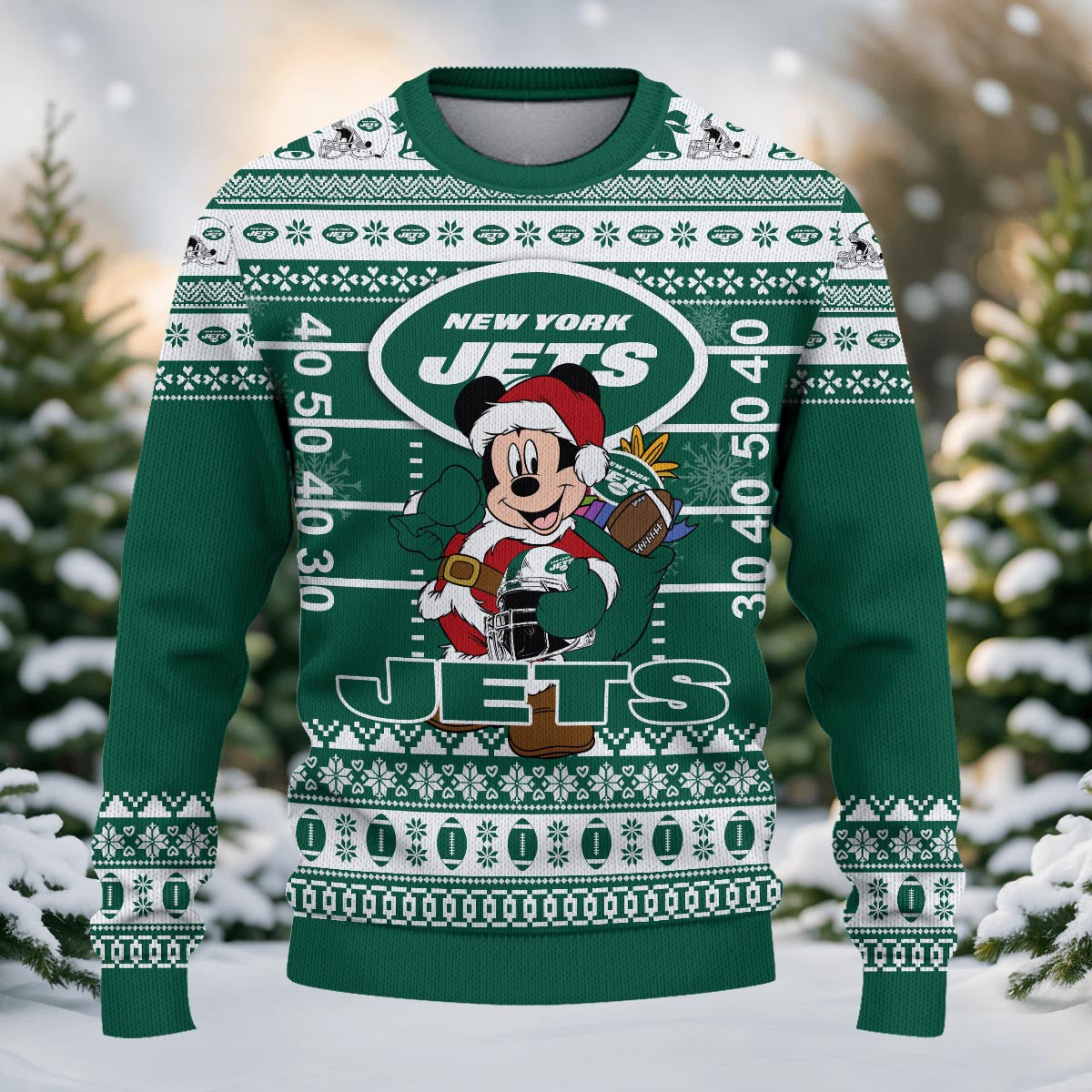 New York Jets Mickey Mouse Santa Ugly Christmas Sweater
