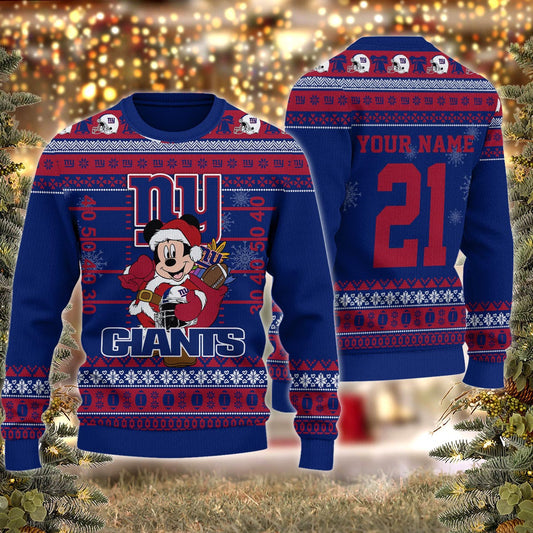 New York Giants Mickey Mouse Santa Ugly Christmas Sweater