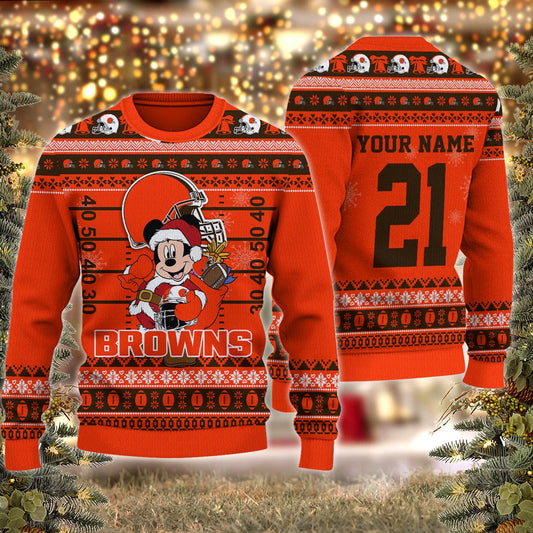 Cleveland Browns Mickey Mouse Santa Ugly Christmas Sweater