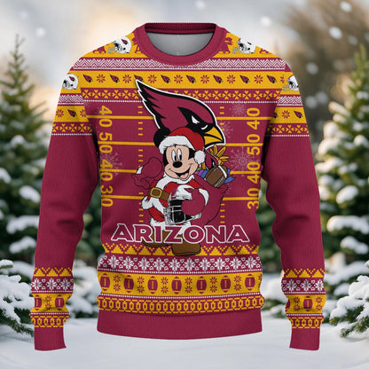 Arizona Cardinals Mickey Mouse Santa Ugly Christmas Sweater