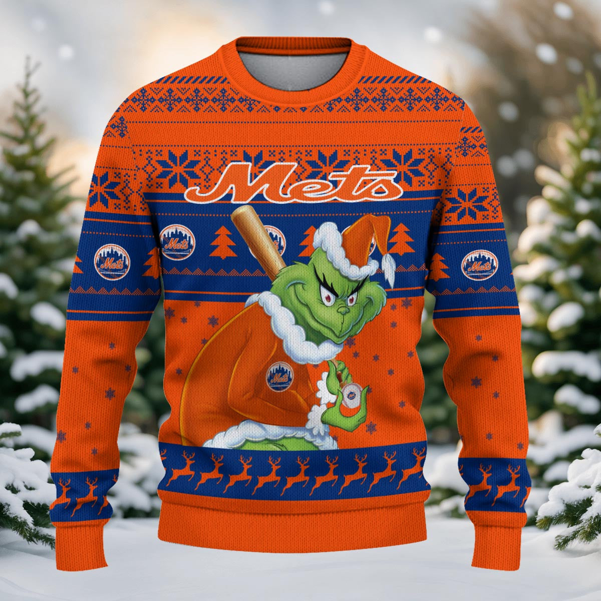 New York Mets Grinch Christmas Ugly Sweater
