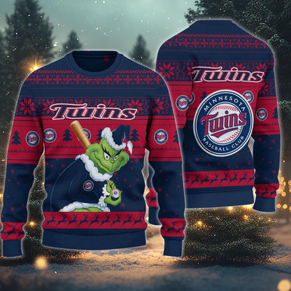 Minnesota Twins Grinch Christmas Ugly Sweater