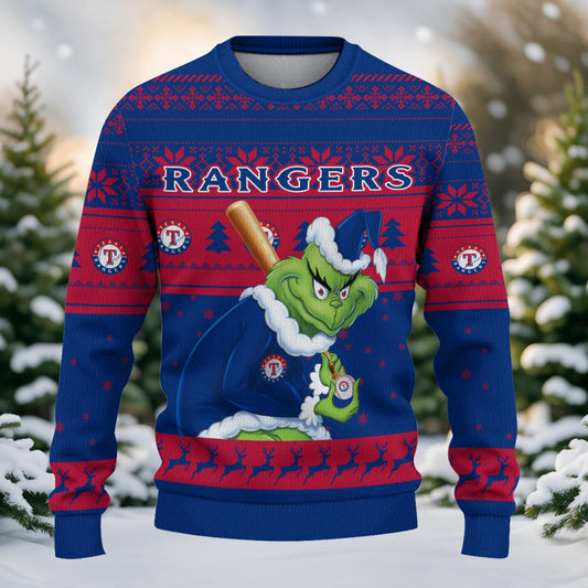 Texas Rangers Grinch Christmas Ugly Sweater