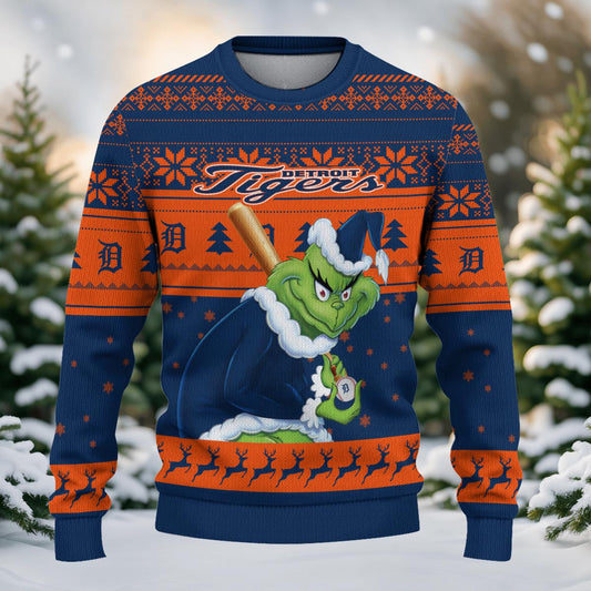 Detroit Tigers Grinch Christmas Ugly Sweater