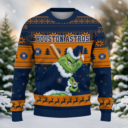 Houston Astros Grinch Christmas Ugly Sweater