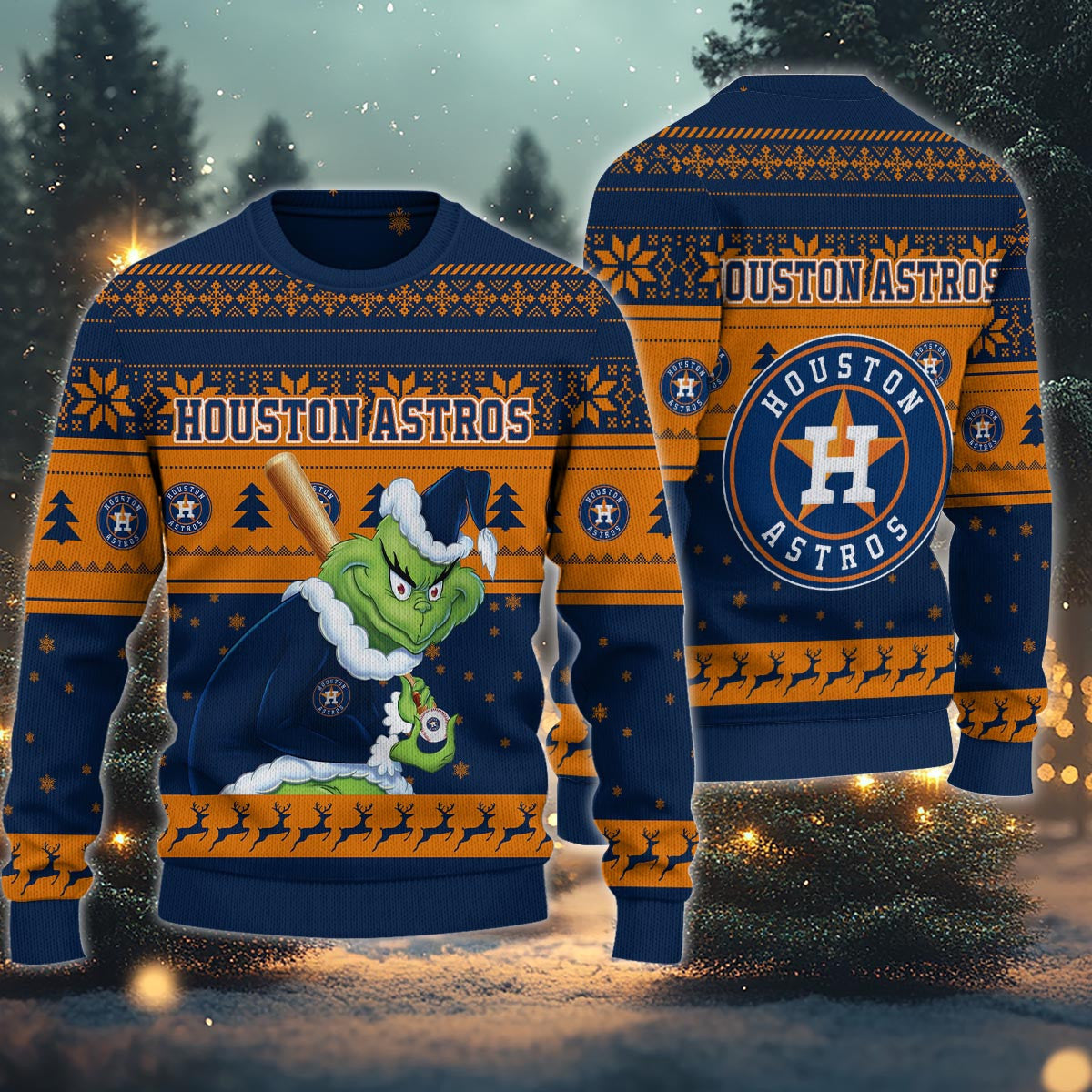Houston Astros Grinch Christmas Ugly Sweater