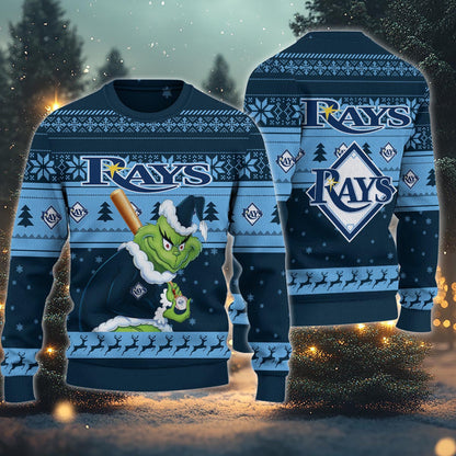Tampa Bay Rays Grinch Christmas Ugly Sweater