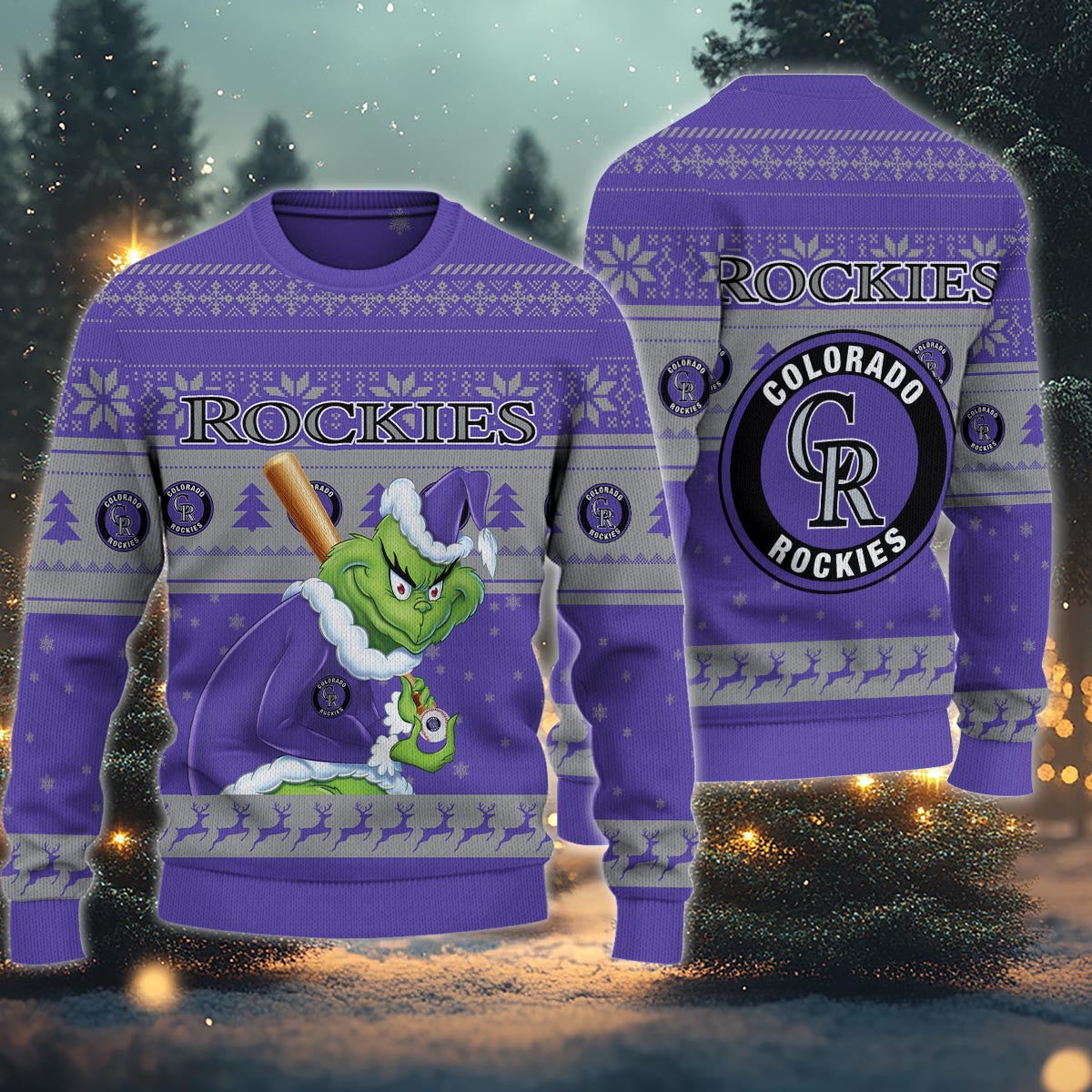 Colorado Rockies Grinch Christmas Ugly Sweater