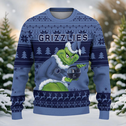 Memphis Grizzlies Grinch Christmas Ugly Sweater