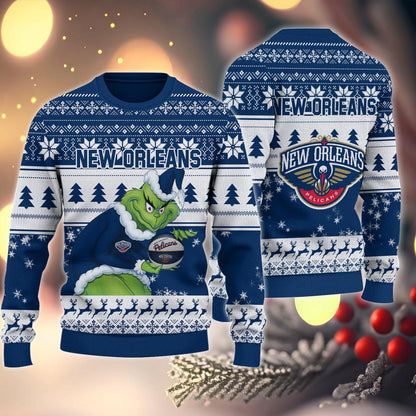 New Orleans Pelicans Grinch Christmas Ugly Sweater