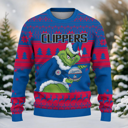 Los Angeles Clippers Grinch Christmas Ugly Sweater
