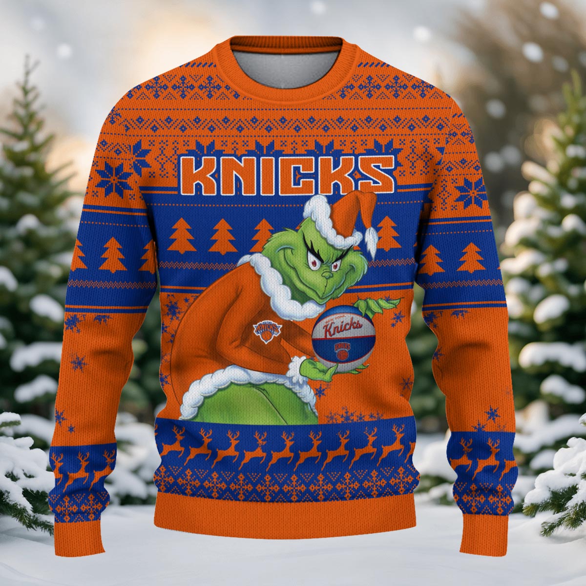 New York Knicks Grinch Christmas Ugly Sweater