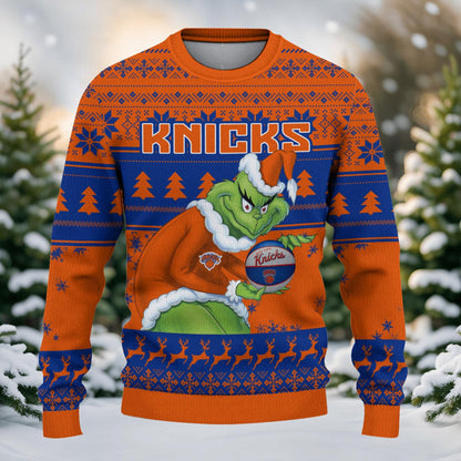 New York Knicks Grinch Christmas Ugly Sweater