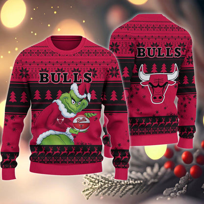 Chicago Bulls Grinch Christmas Ugly Sweater