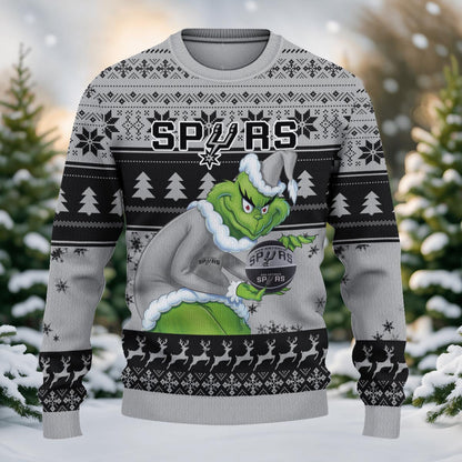 San Antonio Spurs Grinch Christmas Ugly Sweater