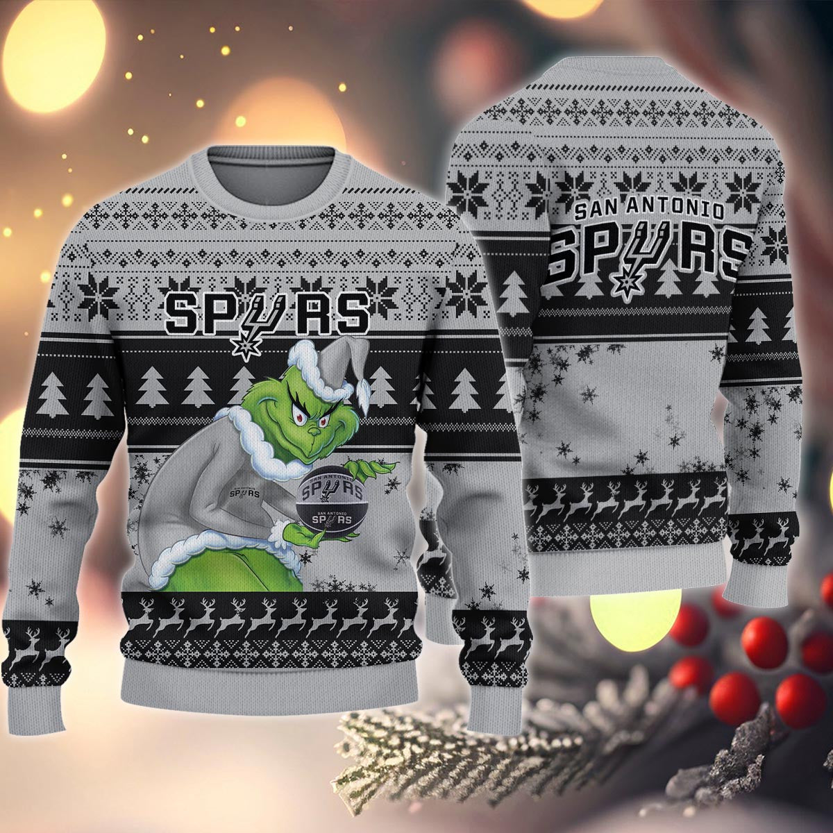San Antonio Spurs Grinch Christmas Ugly Sweater