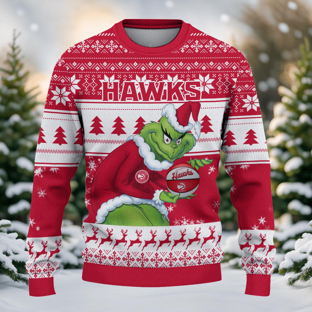 Atlanta Hawks Grinch Christmas Ugly Sweater
