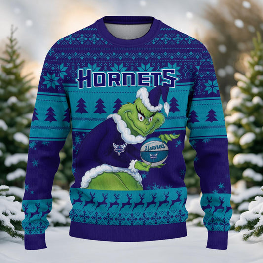 Charlotte Hornets Grinch Christmas Ugly Sweater