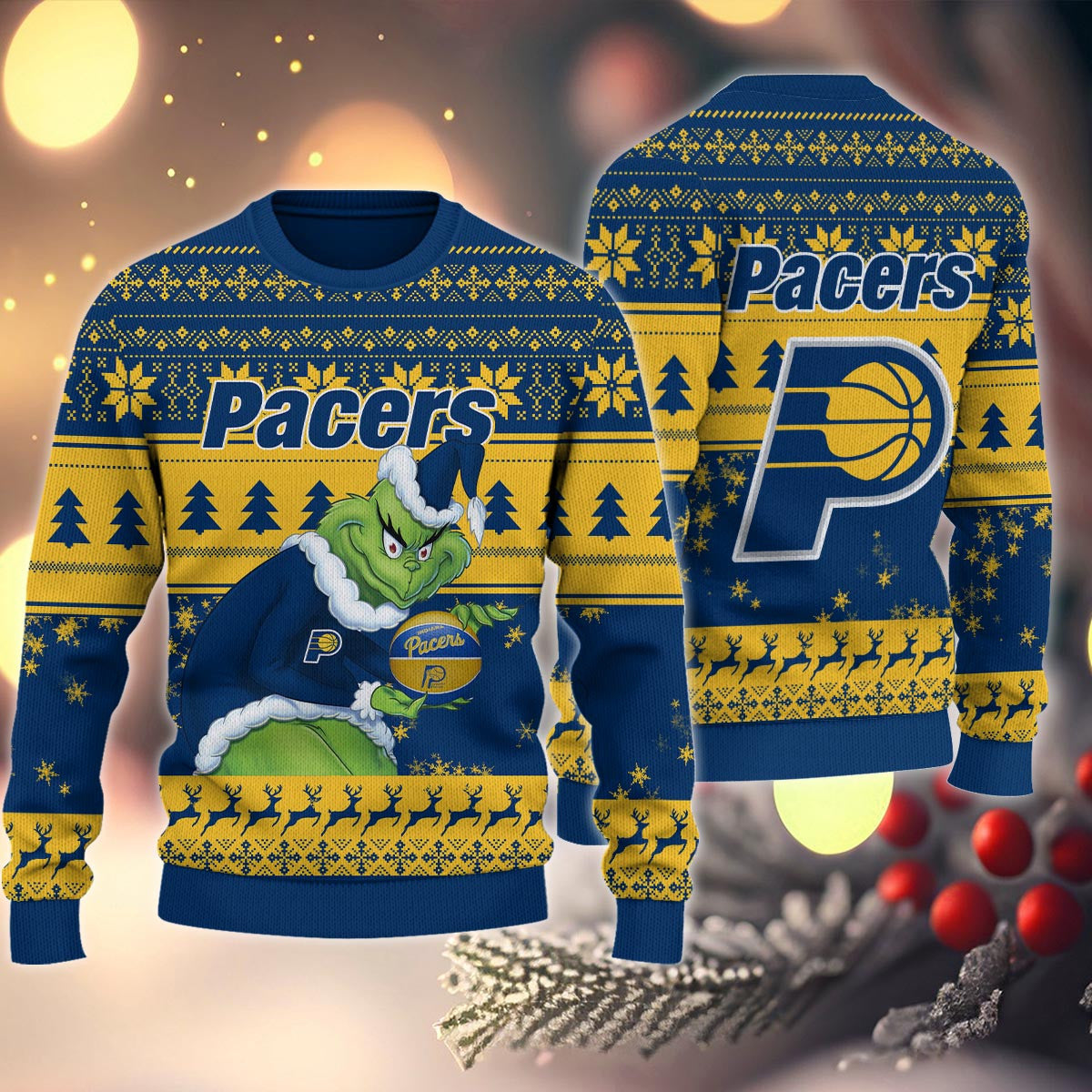 Indiana Pacers Grinch Christmas Ugly Sweater