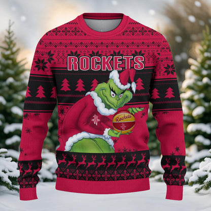 Houston Rockets Grinch Christmas Ugly Sweater