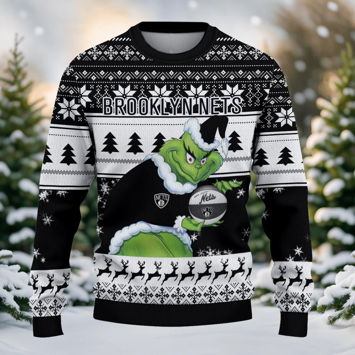 Brooklyn Nets Grinch Christmas Ugly Sweater