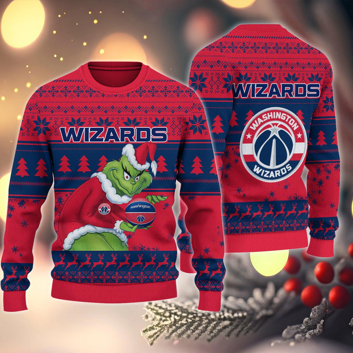 Washington Wizards Grinch Christmas Ugly Sweater