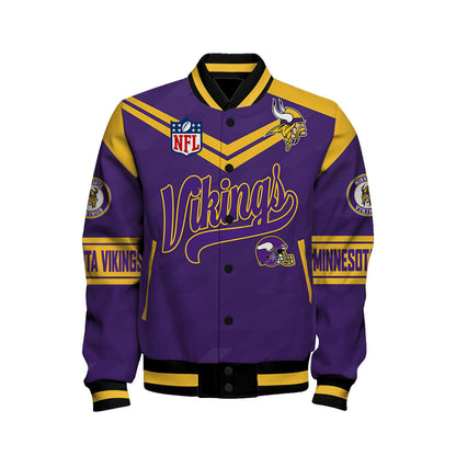 Minnesota Vikings American Football League Pattern Varsity Jacket Sh1 V2