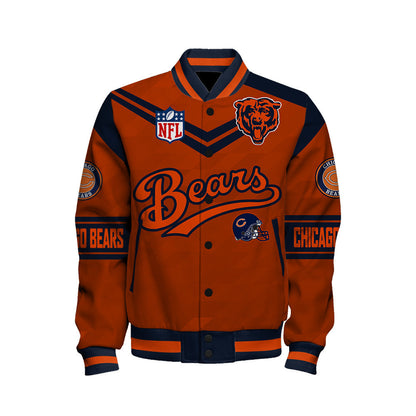 Chicago Bears American Football League Pattern Varsity Jacket Sh1 V2