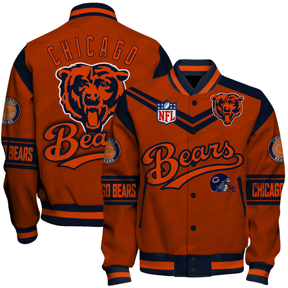 Chicago Bears American Football League Pattern Varsity Jacket Sh1 V2