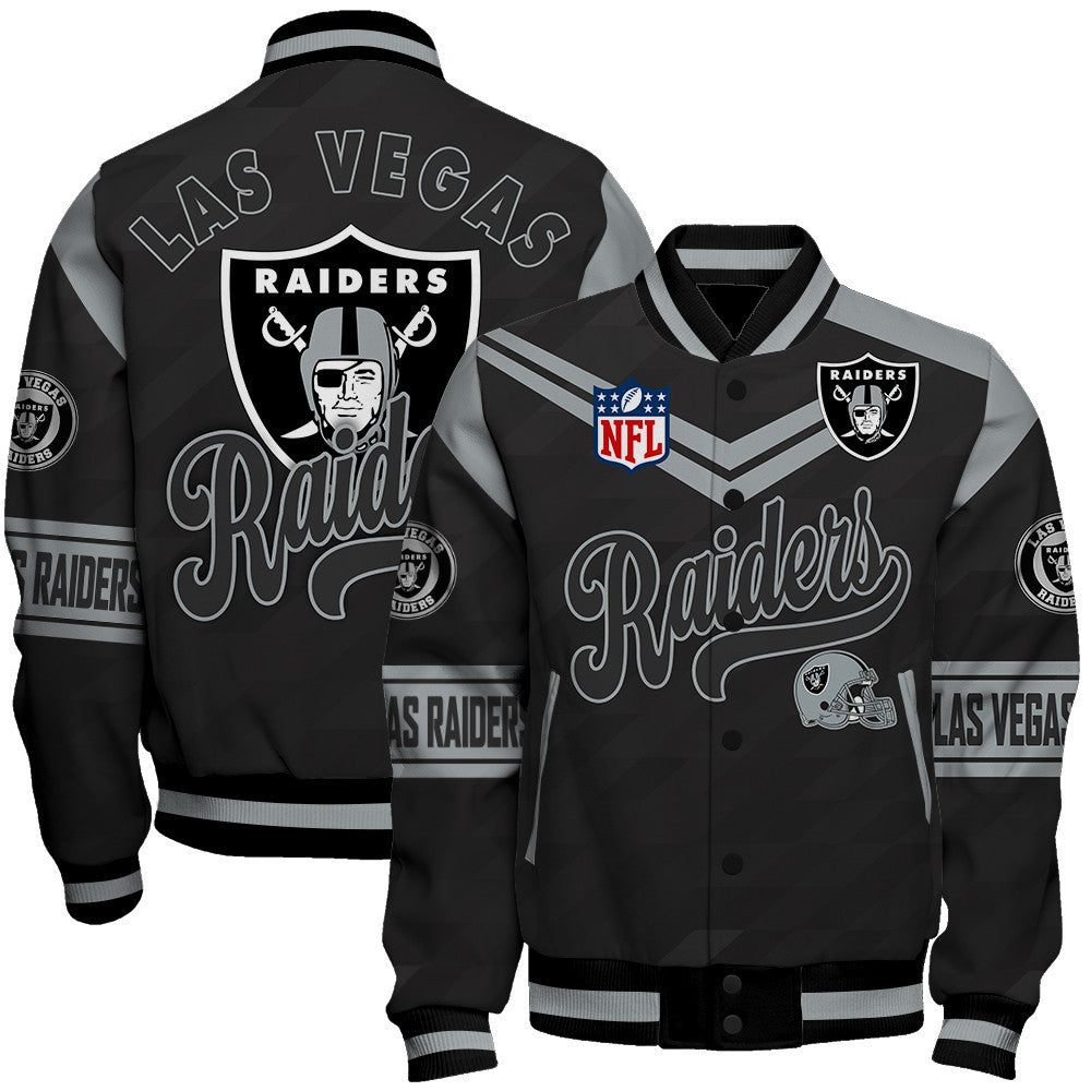 Las Vegas Raiders American Football League Pattern Varsity Jacket Sh1 V2