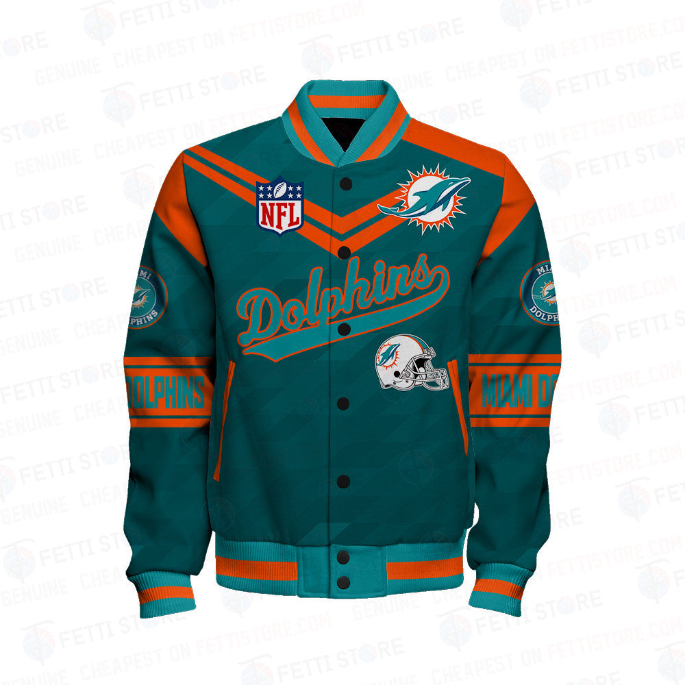 Miami Dolphins American Football League Pattern Varsity Jacket Sh1 V2