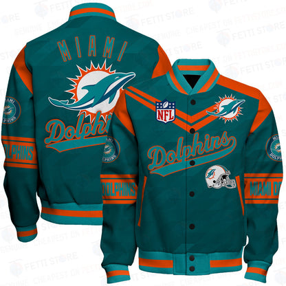 Miami Dolphins American Football League Pattern Varsity Jacket Sh1 V2