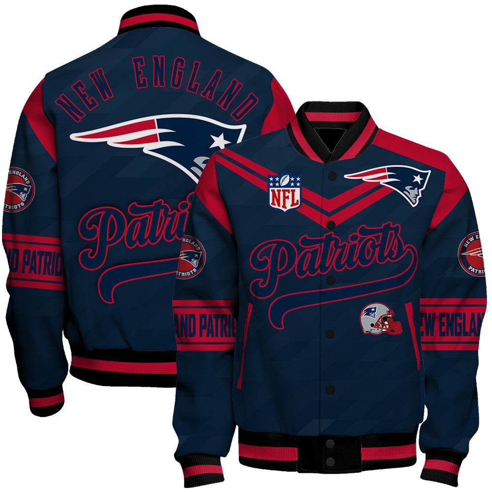 New England Patriots American Football League Pattern Varsity Jacket Sh1 V2