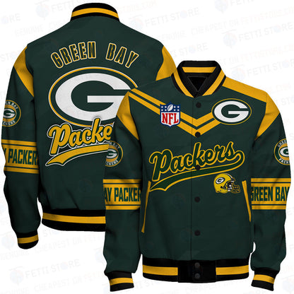 Green Bay Packers American Football League Pattern Varsity Jacket Sh1 V2