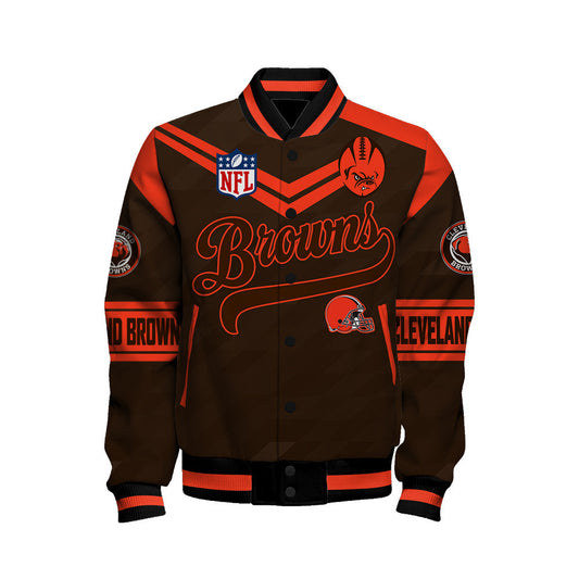 Cleveland Browns American Football League Pattern Varsity Jacket Sh1 V2
