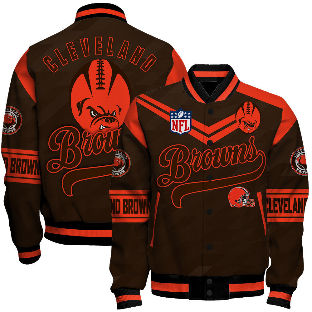 Cleveland Browns American Football League Pattern Varsity Jacket Sh1 V2