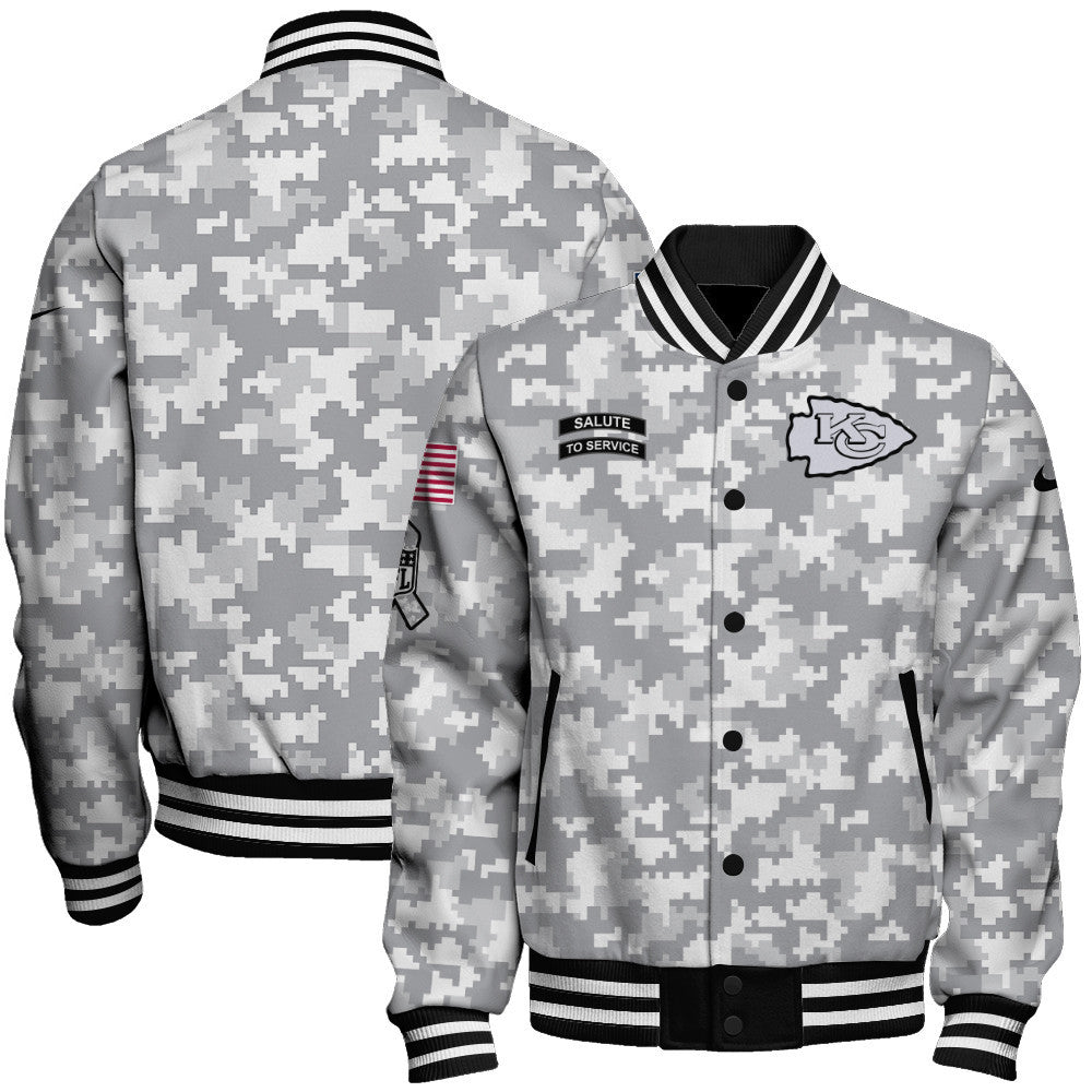 Kansas City Chiefs National Football League 2026 Arctic Camo Unisex Varsity Jacket