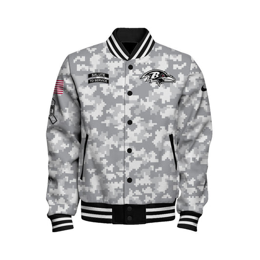 Baltimore Ravens National Football League 2026 Arctic Camo Unisex Varsity Jacket