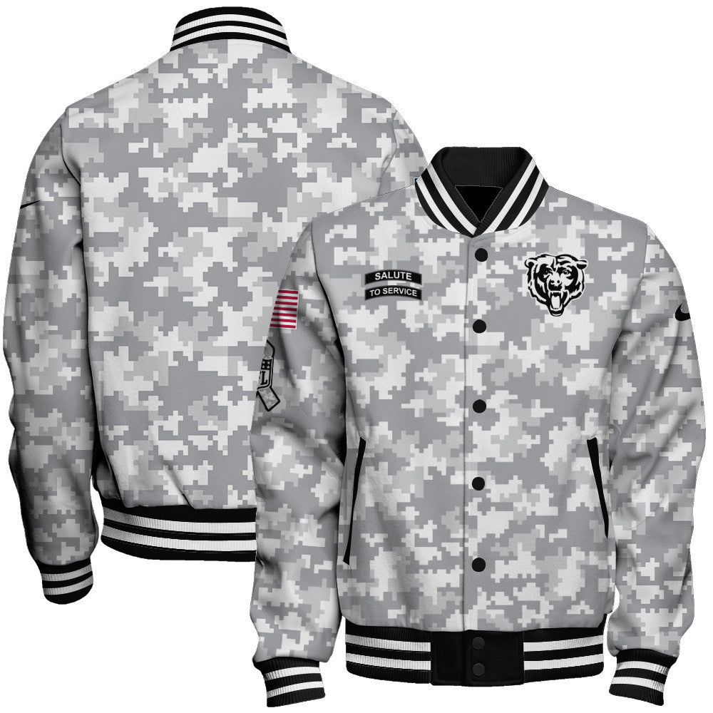 Chicago Bears National Football League 2026 Arctic Camo Unisex Varsity Jacket