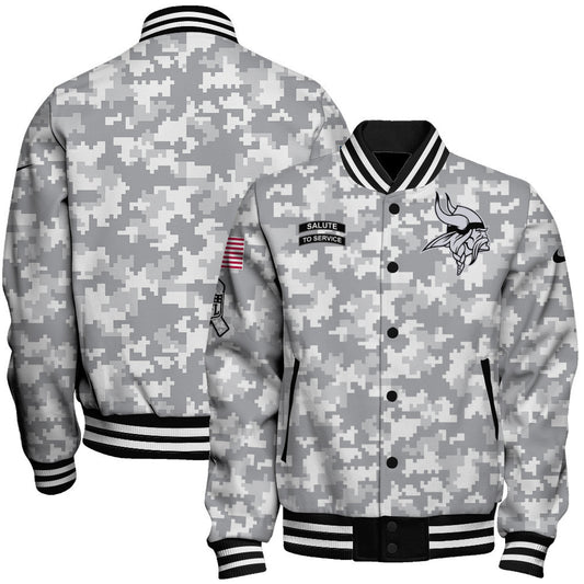 Minnesota Vikings National Football League 2026 Arctic Camo Unisex Varsity Jacket