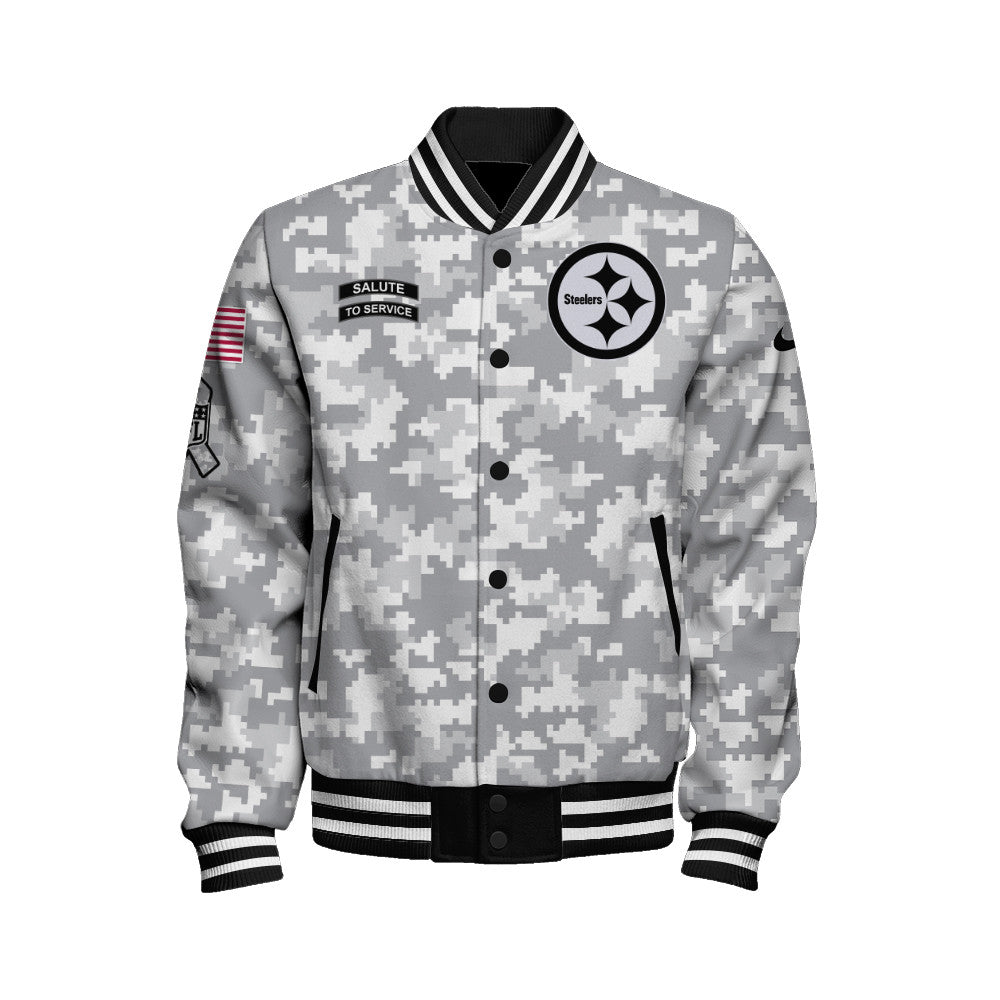 Pittsburgh Steelers National Football League 2026 Arctic Camo Unisex Varsity Jacket