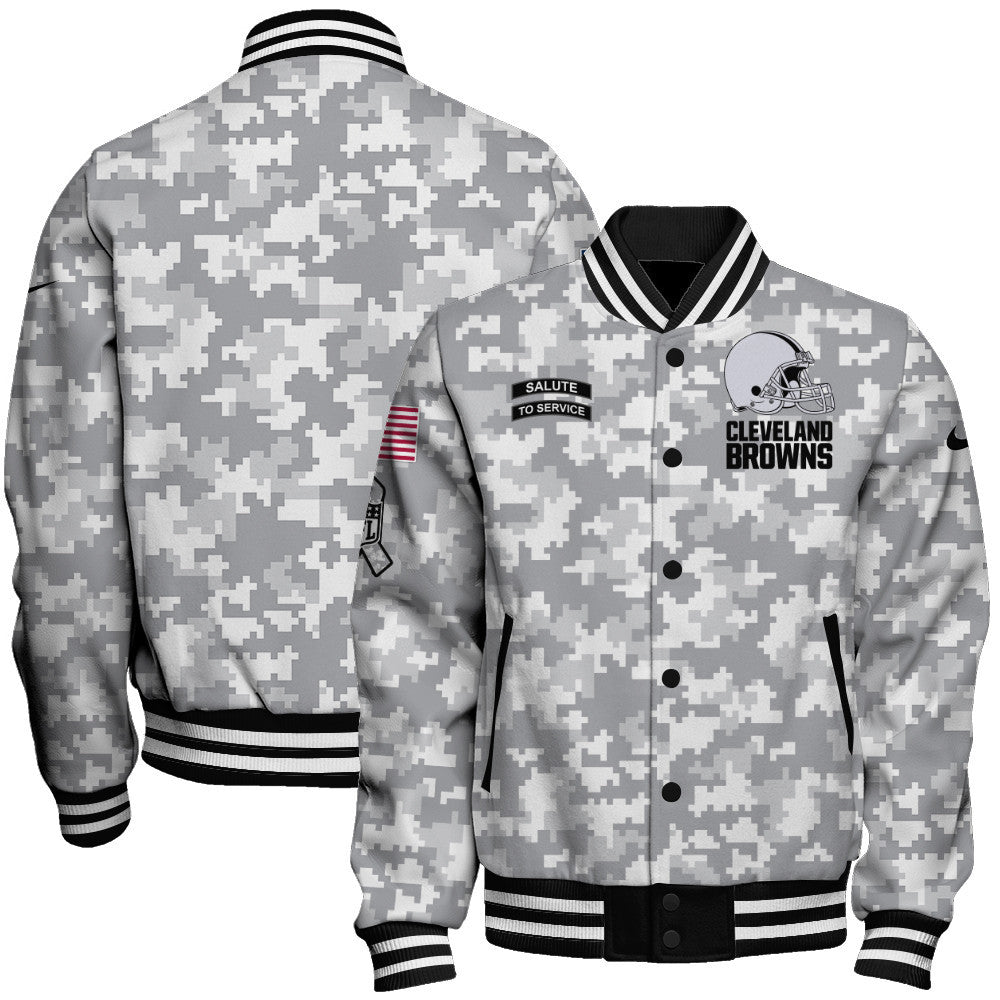 Cleveland Browns National Football League 2026 Arctic Camo Unisex Varsity Jacket