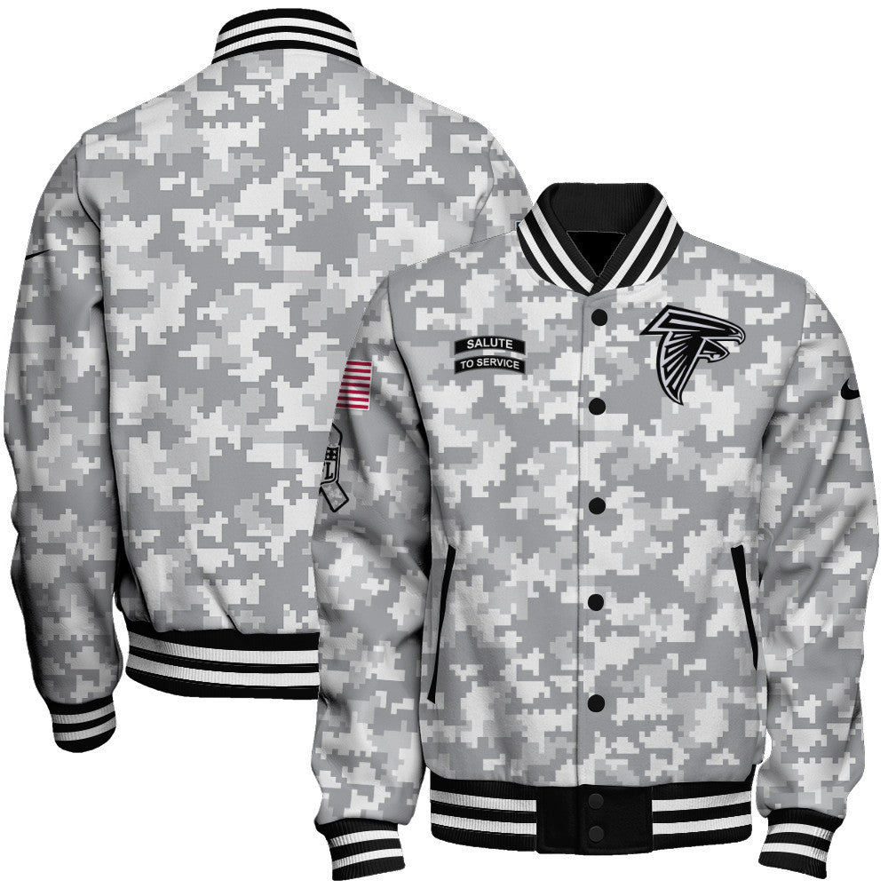 Atlanta Falcons National Football League 2026 Arctic Camo Unisex Varsity Jacket