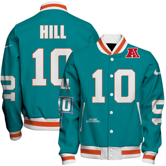 Tyreek Hill #10 Miami Dolphins National Football League 2026 Unique Design Unisex Varsity Jacket